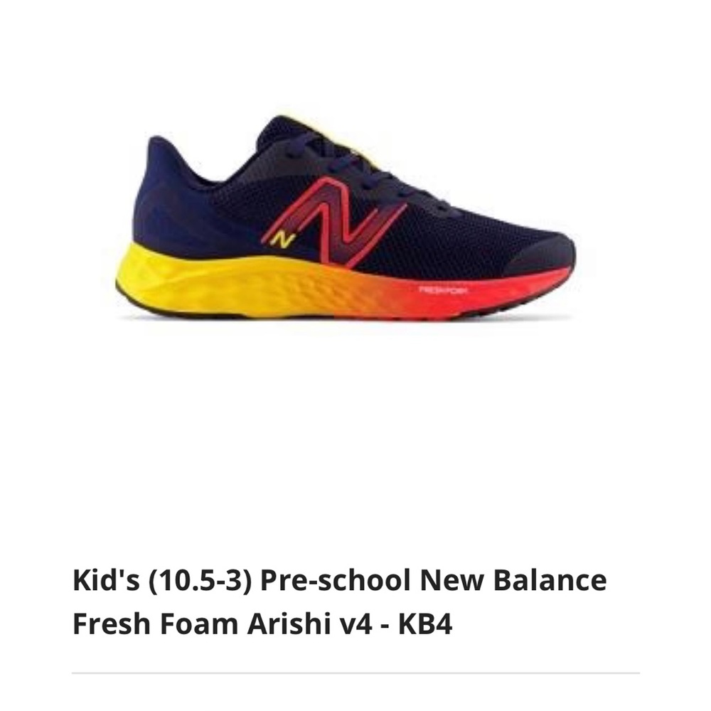 New Balance Boy's Fresh Foam Arishi V4 Running Shoe (boys size 13) - new